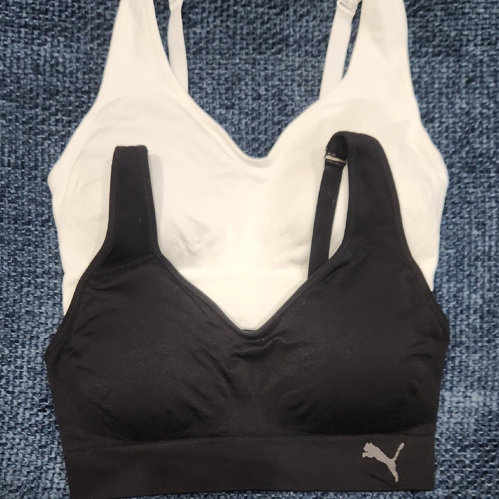 Puma Black and White Sports Bra Set